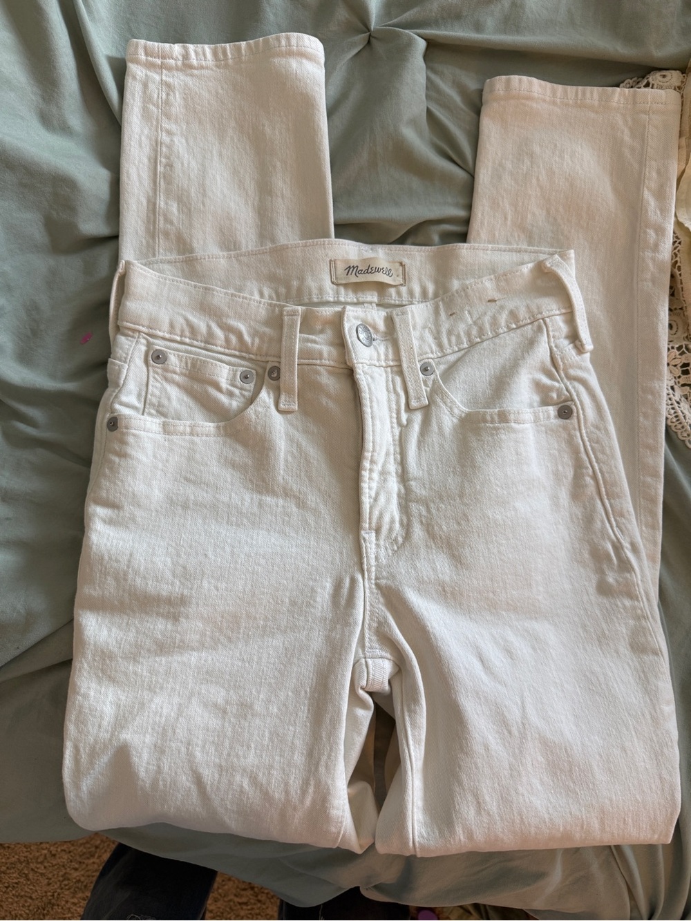 Madewell Off-White High-Rise Straight Jeans